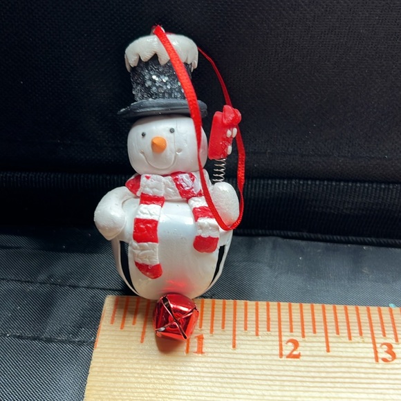Christmas snowman bell painted, embellished tree ornament - Picture 6 of 7